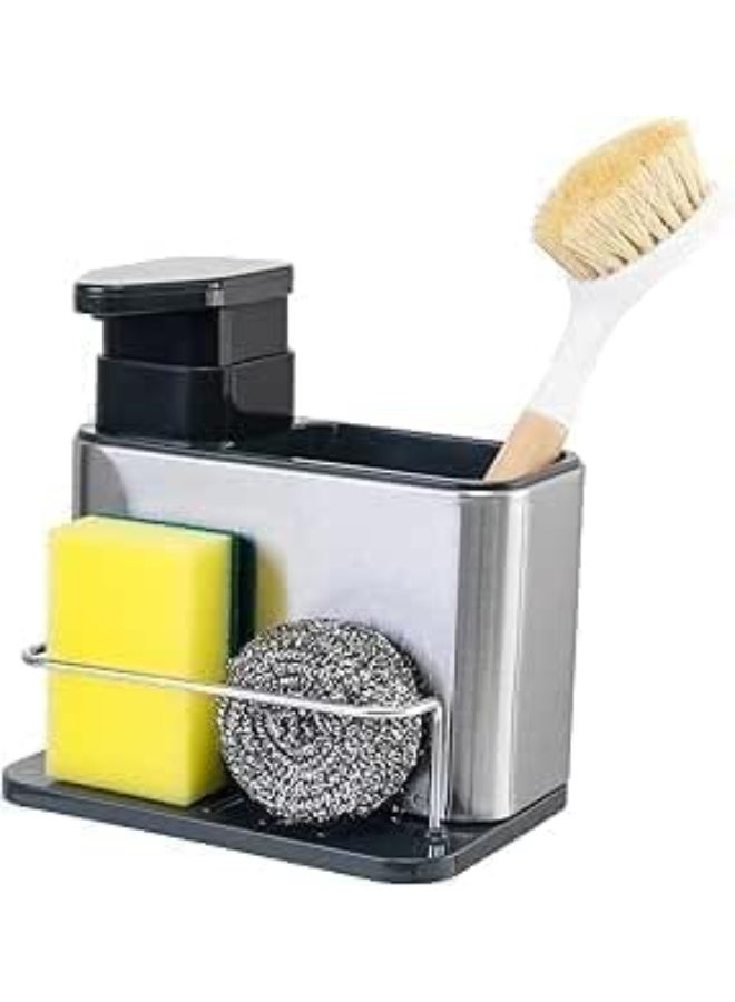 3-in-1 Smart Kitchen Sink Organizer | Liquid Soap Dispenser with Sponge Strainer and Loofah Holder | Multifunctional Integrated Storage Container for Sink Organization - Image 1